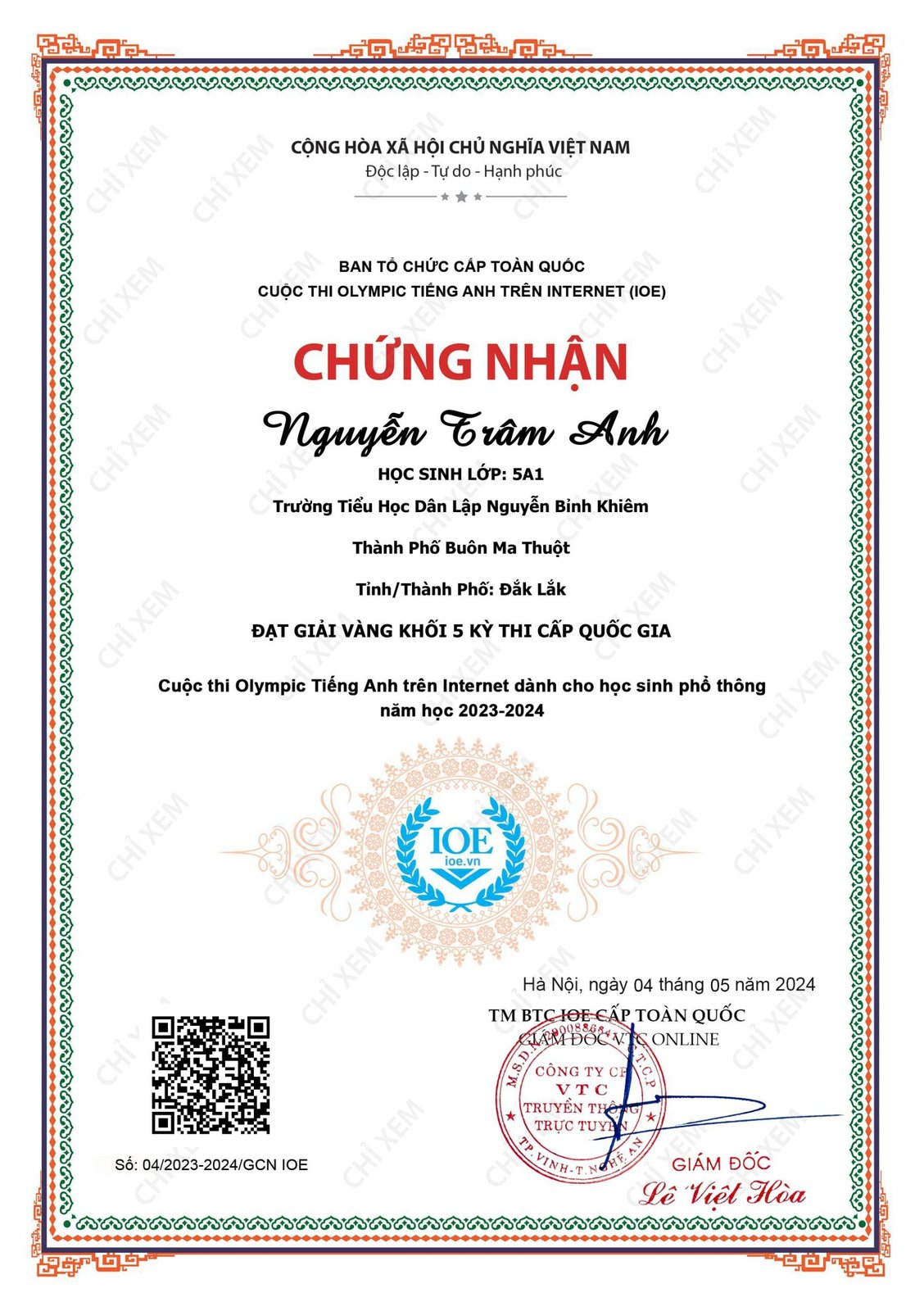 TRƯỜNG THDL NGUYỄN BỈNH KHIÊM CÓ 17 GIẢI VÀ 2 16 HỌC SINH ĐƯỢC KHEN TRONG CUỘC THI OLYMPIC TIẾNG ANH TRÊN INTERNET CẤP QUỐC GIA NĂM HỌC 2023-2024