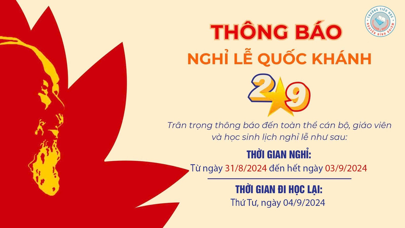 Thông báo nghỉ lễ 2-9-2024