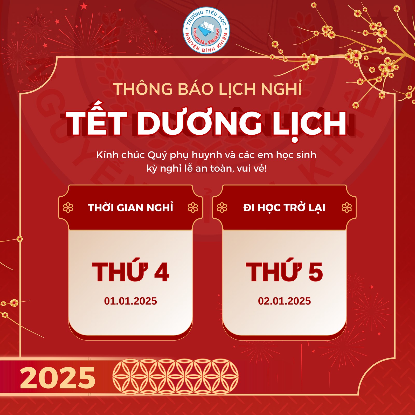 Thông báo nghỉ tết dương lịch