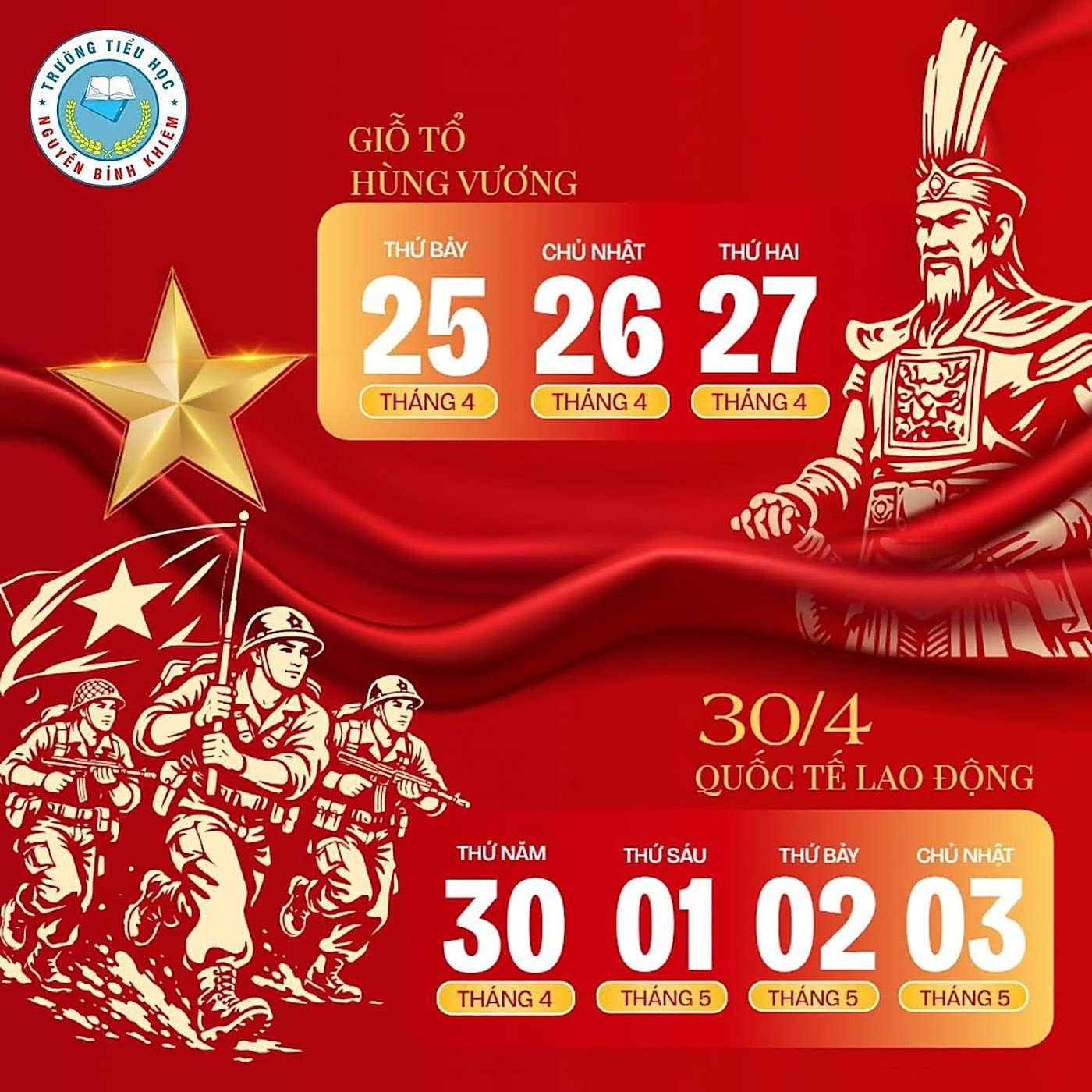 Lịch nghỉ lễ Giỗ tổ Hùng Vương & 30/4 – 01/5
